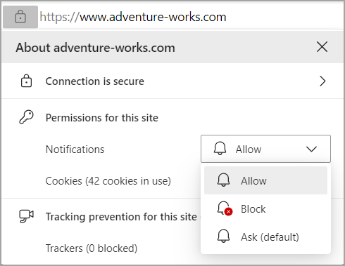 Edge notification settings